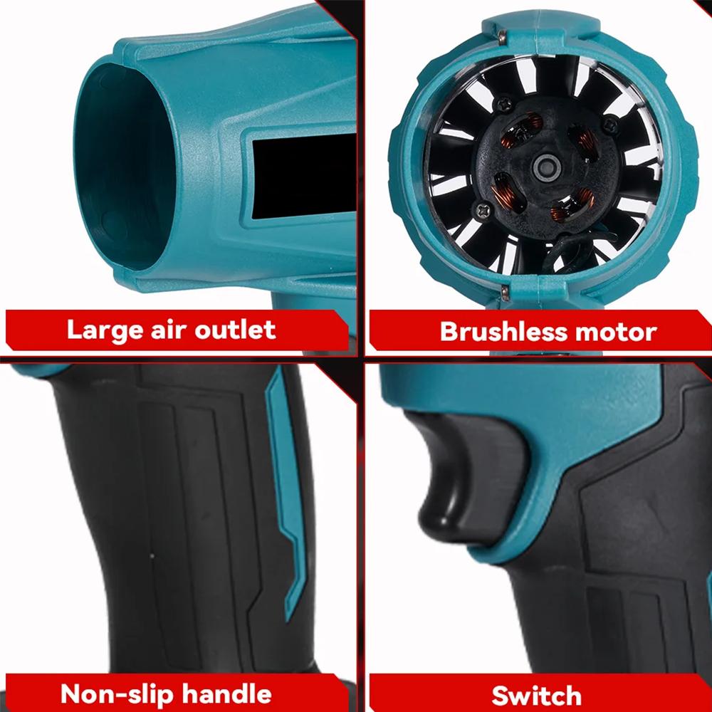 High Power Brushless Cordless Electric Turbo Fan Blowers Handheld Dust Blowing Tools Adjustable Speed With 2 Batteries And Pin