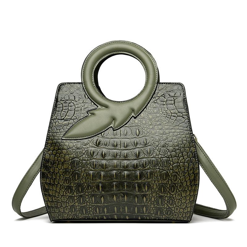 Women's Handbag Fashionable Round Handle Women's Shoulder Bag Crocodile Leather Pattern Luxury Crossbody Bag Women