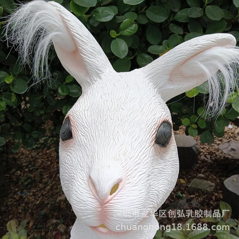 Maschera da Coniglio Bianco Grande Carina di Halloween Copricapo Animale in Lattice cosplay Peter Rabbit Copricapo per Festa
