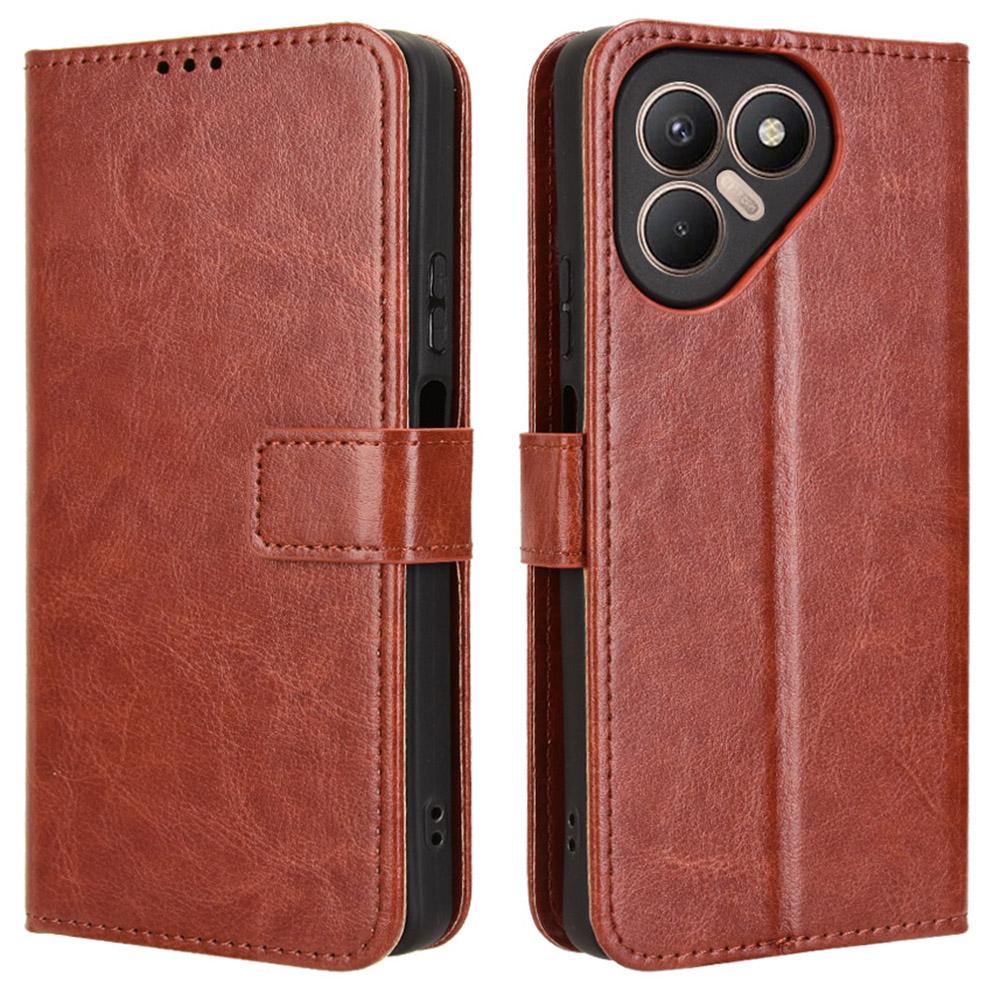 

Для TECNO Pova 7 4G/LJ6 Чехол из ПУ кожи с ремешком Текстура Crazy Horse Чехол-кошелек для телефона Brown