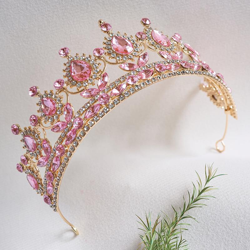 Korona Panny Młodej Barokowa Woda Diament Nakrycie Głowy Księżniczka Kryształowa Okrągła Korona Suknia Ślubna Dodatek do Włosów Sukienka Opaska do Włosów Diament