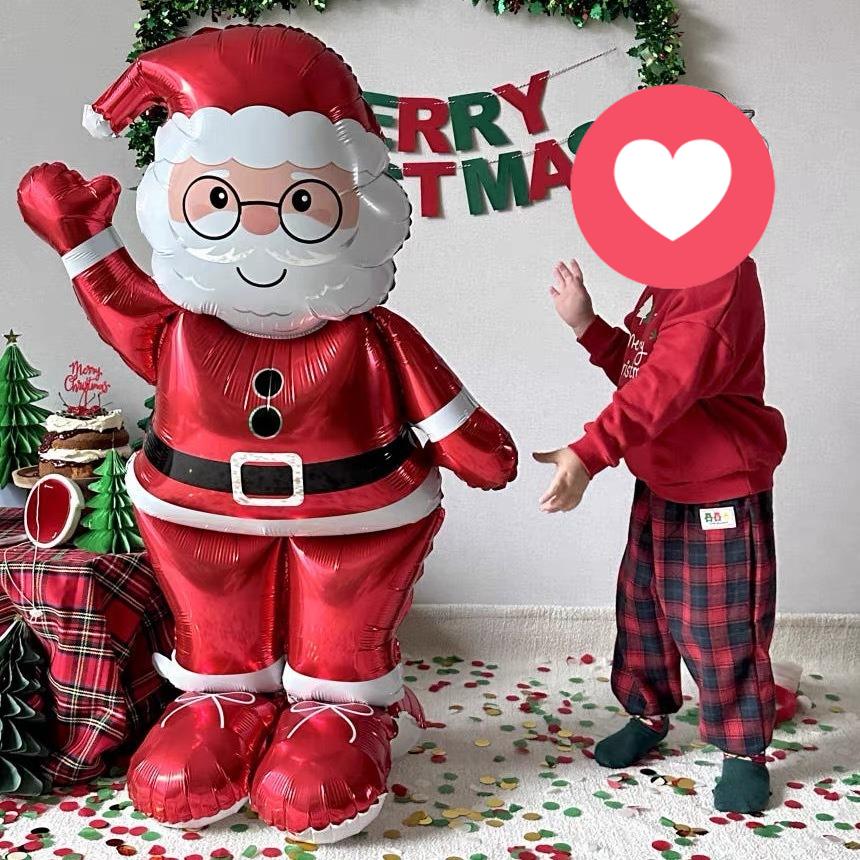 90cm Standing Santa Claus Foil Balloon Large Foil Balloon for Christmas Holiday Party Decorat 2026 New Year Birthday Easter Gift