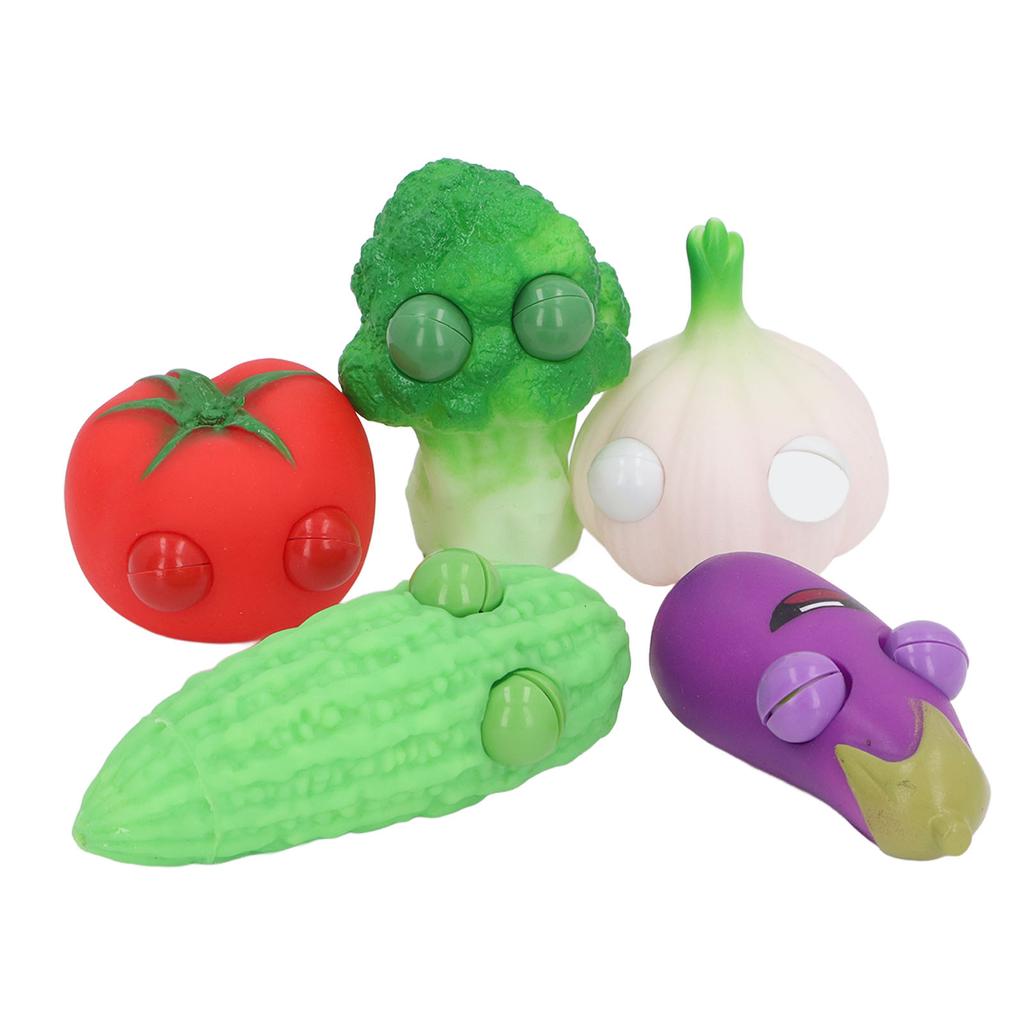 5pcs Silicone Vegetable Stress Relief Toys Popping Out Eyes Sensory Toys Pocket Sized Decompression
