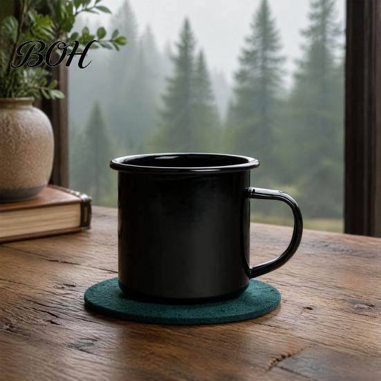 Durable Steel Water Cup Enamel Coffee Mug with Handle, Retro Style Cup, Smooth Lead Free Drinking Vessel Surface Portable for Hot Tea And Milk Outdoor