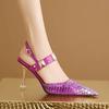 Fashion Venus Chan Pointed Toe Heels for Women 2025 Elegant Party Wine Color Full Diamond Pumps Italian Shoes and Bags Matching Set