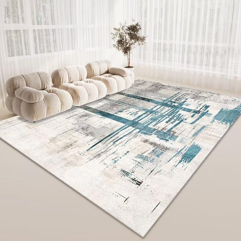 Simple Living Room Sand Carpet, Bedroom Bedside Carpet, Household Commercial Crystal Velvet Thickened Floor Mat