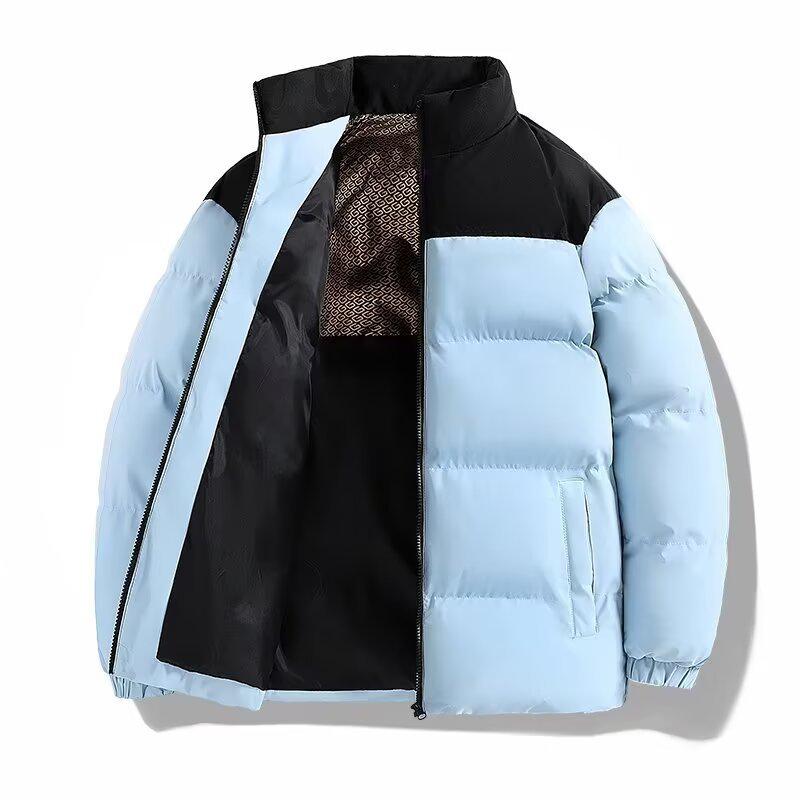 

Men s Winter Cotton Padded Jacket - Stand Collar, Thick, Warm, Loose-Fit, Casual Style, Trendy Design S синій