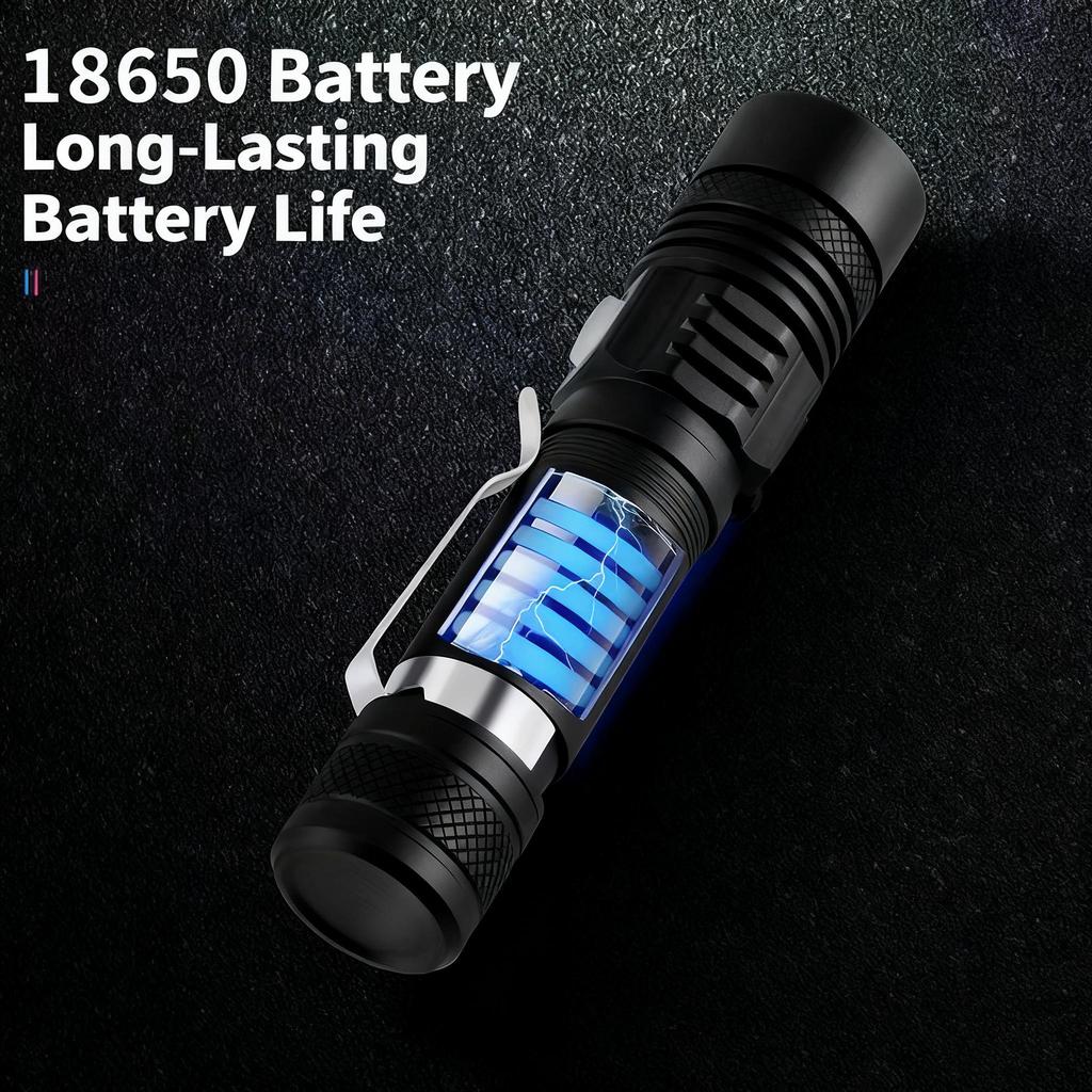 Aluminum Alloy Portable Torch Powerful LED Flashlight USB ReChargeable Outdoor Tactical Zoom Camping Waterproof Flash Light