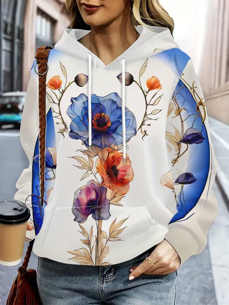 3D retro floral tie dye printed pullover women's autumn and winter long sleeve hooded warm hoodie S-3XL big size fashion pullove