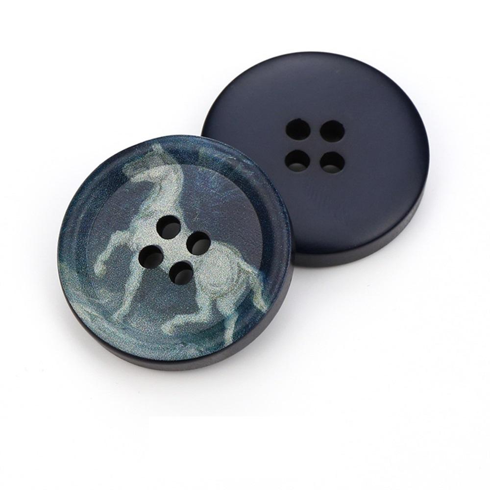 Resin Round 4 Holes Buttons Landscape Print 21Mm-34Mm Diy Handmade Sewing Accessories For Clothing Decorative Buttons Tool 5Pcs