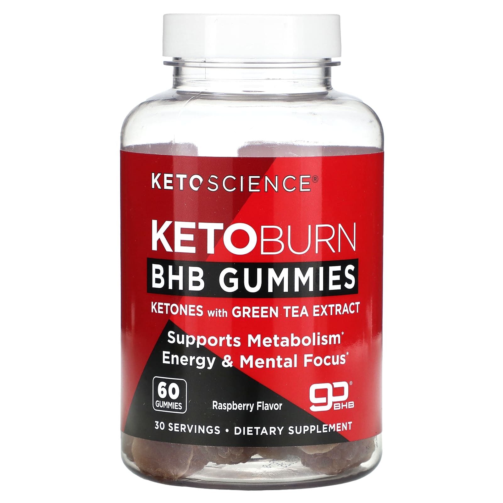 

Жуйкові цукерки Keto Science, Keto Burn BHB, малина, 60 цукерок