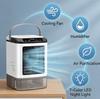 Mini Air Conditioner: 4-in-1 Portable Evaporative Cooler with 900ML Tank - 4 Speeds 2 Mist Modes 7 Color LED Light Rechargeable Personal Cooling