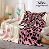 Pink L_Leopard Flannel Blanket Warm Soft Halloween Christmas Decorative Couch Warm Cozy All-Season Gift