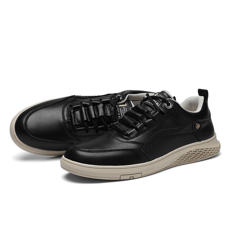 

Мужская обувь Повседневная кожаная вулканизированная обувь Дышащие кроссовки на шнуровке для бега Удобная обувь Кроссовки для мужчин на открытом воздухе Обувь 44 чёрный