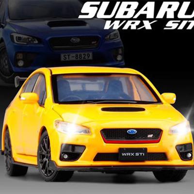 1/32 Escala Subaru WRX STI Modelo de Carro com Som e Luz, Pull Back Liga Diecast Veículo Coleção Presente para Crianças