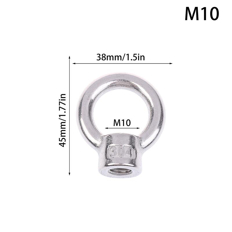 304 Stainless Steel Japanese Eye Nuts M6 M8 M10 M12 M16 Lifting Rings Marine-Grade Hardware Rigging Hoisting Industrial