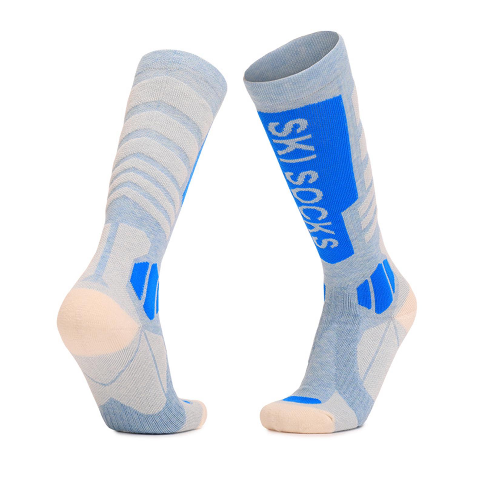 

Женские носки для катания на лыжах, носки из мериносовой шерсти для холодной погоды, теплые носки выше колена S синий