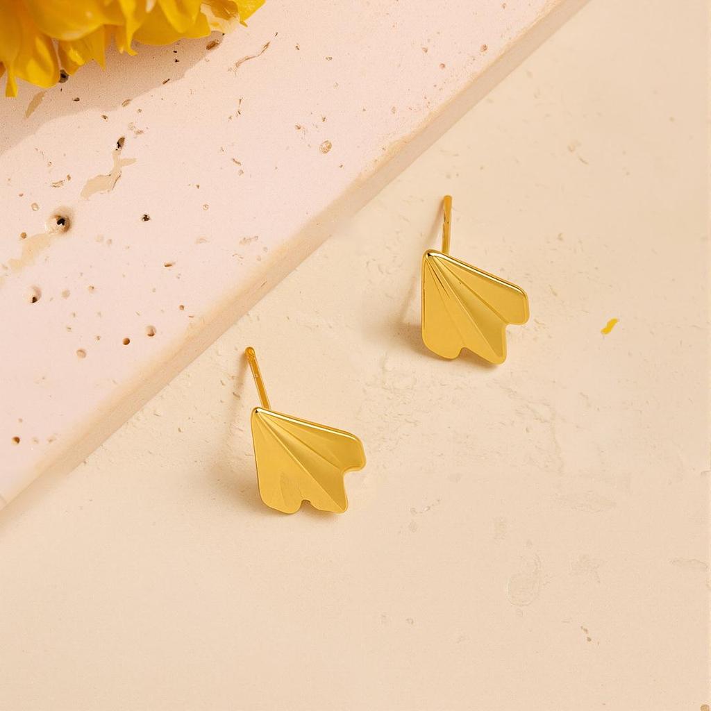 Geometric Irregular 18k Gold Titanium Steel Earrings for Women