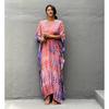 Women's Tie Dye Beach Cover Up  Loose Flowy Long Dress, Open Front Swimwear Kaftan Robe 0991 CLE