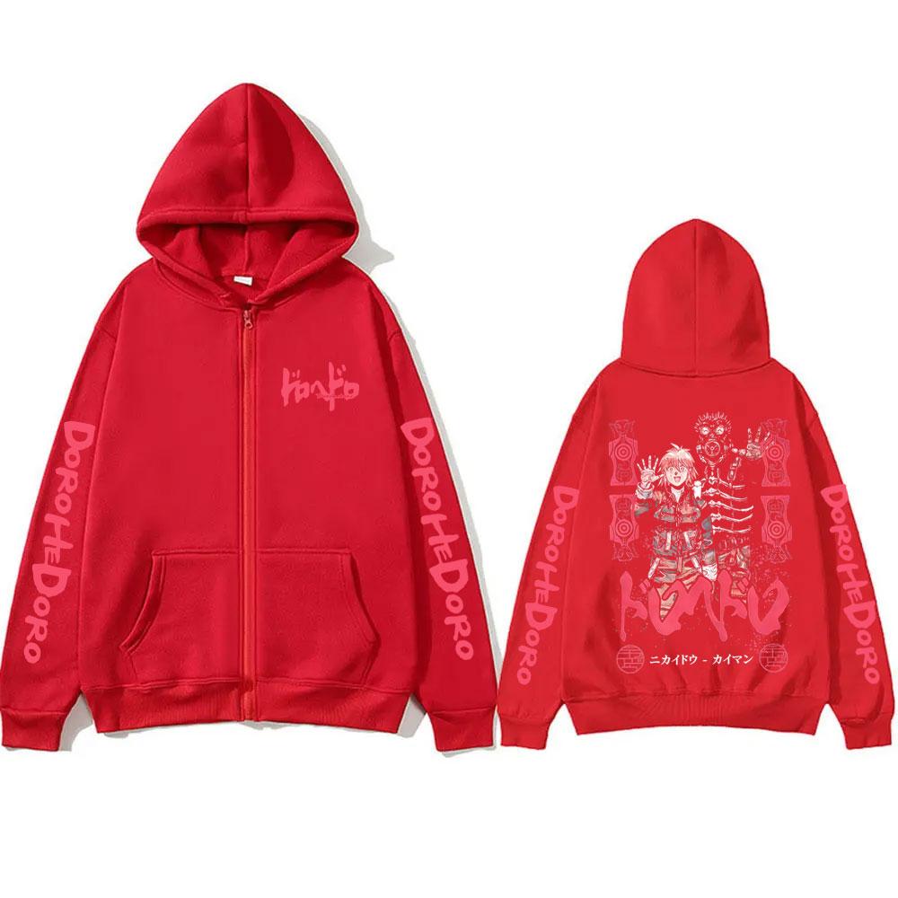 Anime Dorohedoro Kaiman Graphic Zipper Hoodie Men Women Gothic Manga Rock Zip Up Jacket Male Hip Hop Oversized Zip Up Sweatshirt