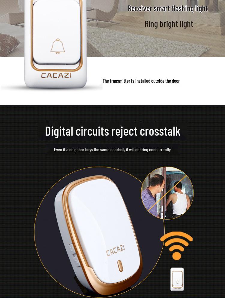 Smart Long-Range Wireless Doorbell for Home Use - Three-in-One Remote Control and Elderly Caller Function