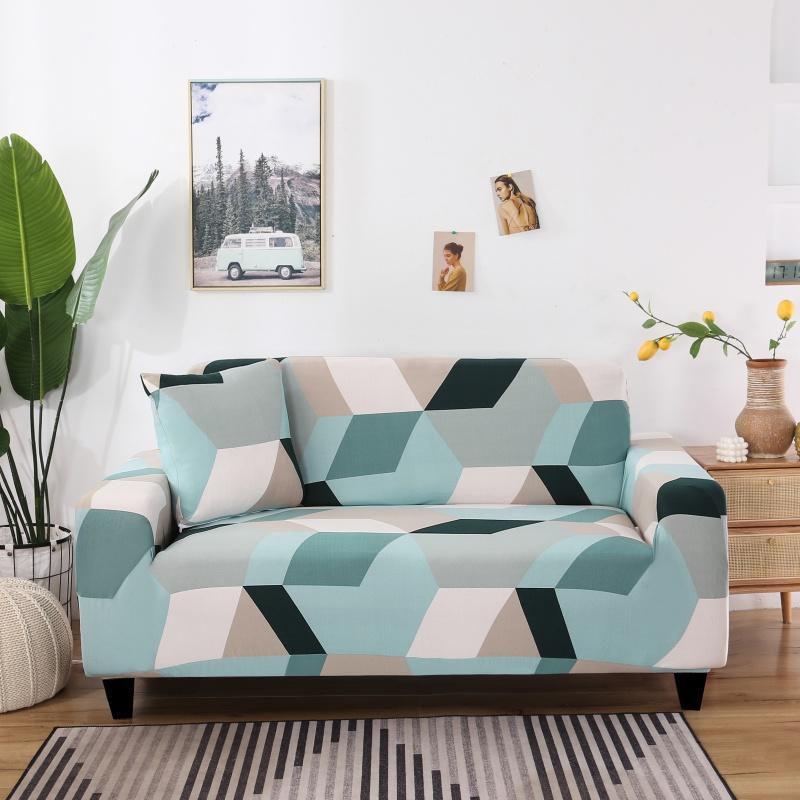 Geometric Abstract Printing Stretch Sofa Cover For Living Room Soft And Wrinkle Resistant Fabric
