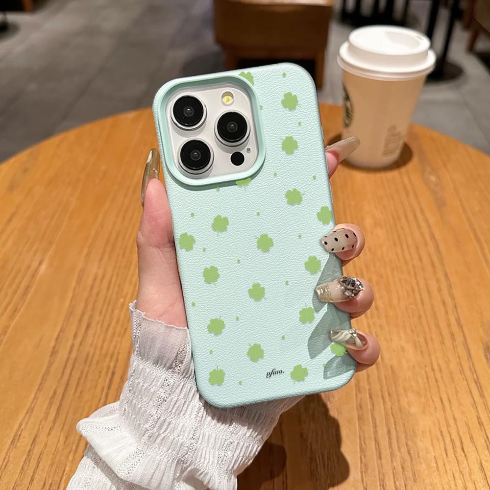 

Clover Leaf Phone Case For Iphone 17 17E 16E 15 Pro Max 12 14 11 16 13 17Air Transparent Ultra-Thin Protective Shell Coque iphone 16E зелений