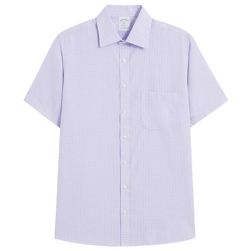 

Brooks Brothers Men s Slim Fit Plaid Short Sleeve Wrinkle-Free Dress Shirt M H