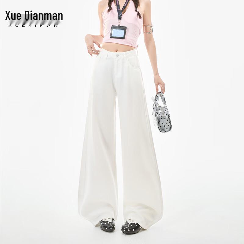 

Xueqianman Women s Lyocell Tencel High-Waist Wide-Leg Jeans M