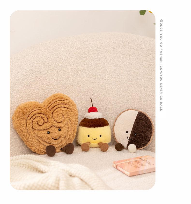 Hobby Dessert Plush Toy Set: Butterfly Pastry, Pudding Doll, and Biscuits Ornaments for Tea Time or Photo Props.