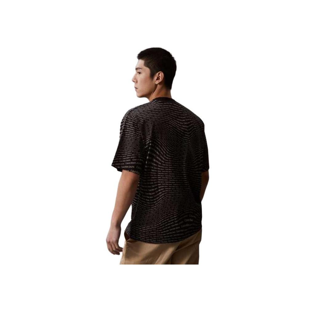 Calvin Klein Letter Print Loose Short Sleeve T-Shirt Men Tops Black J325428-0GP