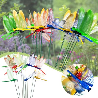 3d Decorative Garden Stakes Dragonflies Garden Decorations For Yard Patio Flower Pot Decor 8pc Decorated Garland For Staircase