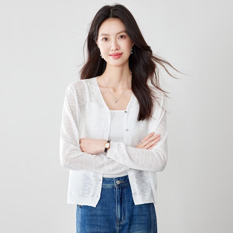 CARBAMMI Women s Short V-Neck Thin Knit Cardigan L
