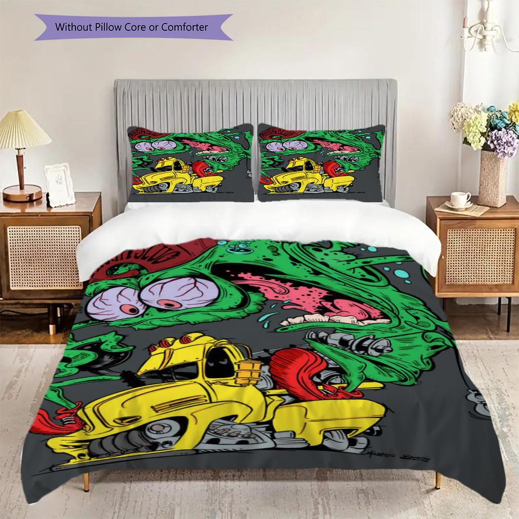 Rat Fink Iconic Mouse Mascot Threepiece Set 1 Duvet Cover 2 Pillowcase Without Core Bedding Set Christmas Birthday Gift