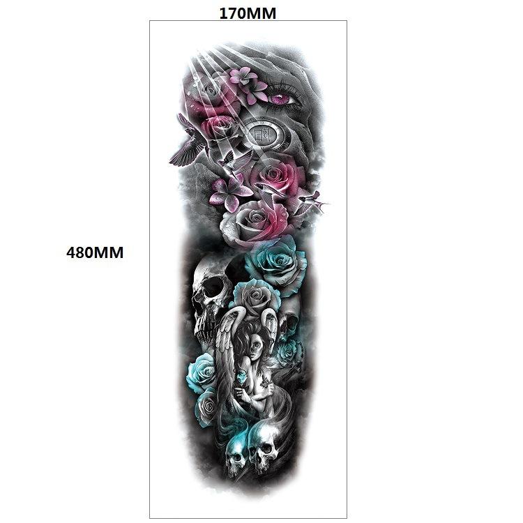 Lion Tiger Head Large Pattern Waterproof Full Arm Tattoo Sticker Flower Arm Large Pattern Water Transfer Wind Sticker