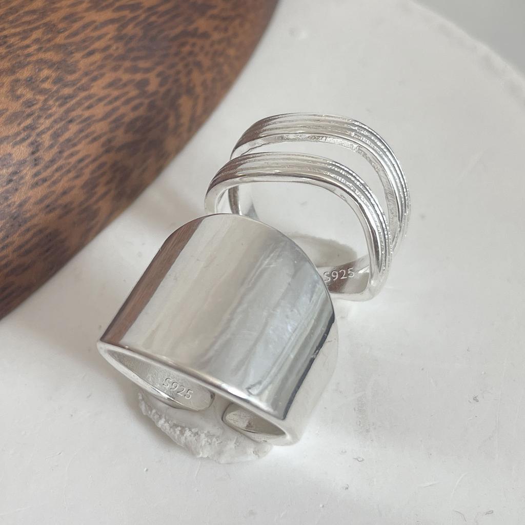 925 Sterling Silver Rings for Women Couple Minimalist Handmade Simple Wide Smooth Ring Fine Jewelry Gift Prevent Allergy