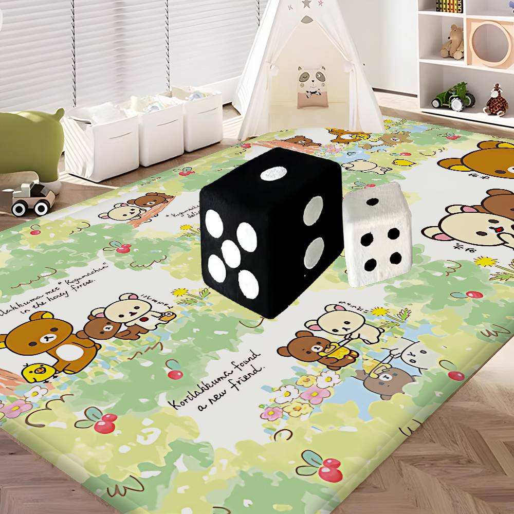 Kawaii Rilakkuma Bear Door Mat Nordic Style Bedroom Living Room Doormat Home Balcony Anti-Slip Alfombra