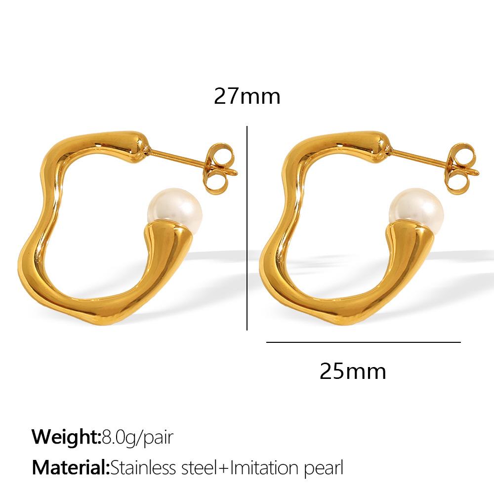 Серьги с нежным геометрическим дизайном, покрытые 18-каратным золотом, из титановой стали, серьги с имитацией жемчуга, женские, для commuters