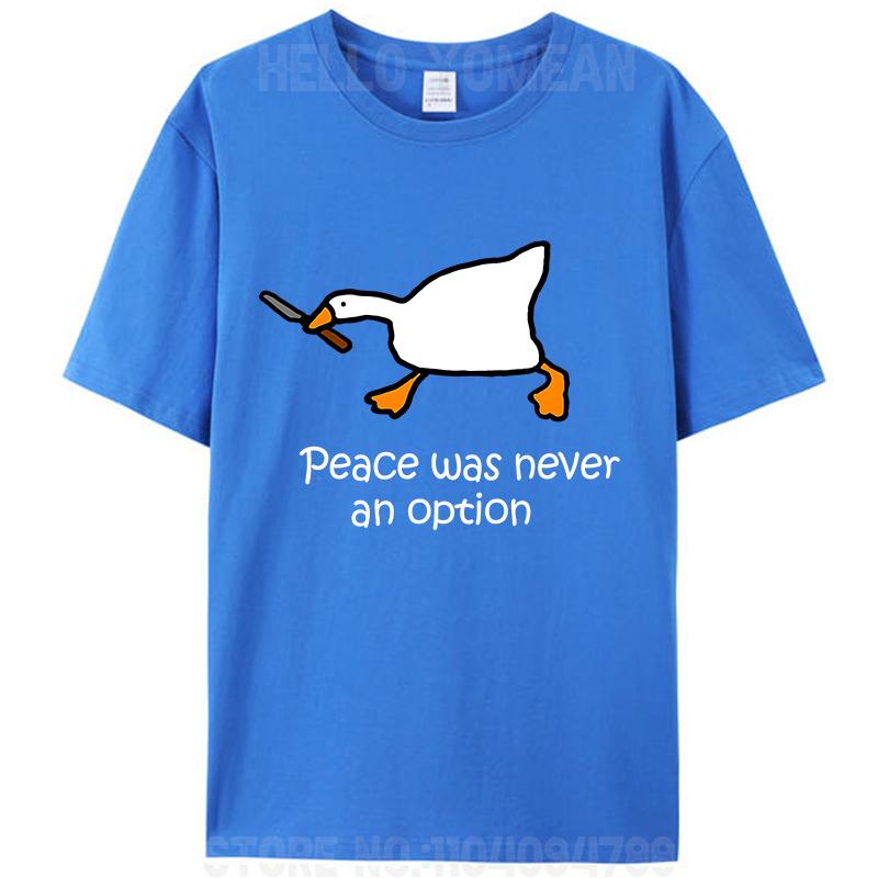 Peace Was Never An Option Cute Duck Lover Women Men's T-Shirt Clothing Cotton Round O-Neck Tees Shirts Tops Classic Gifts