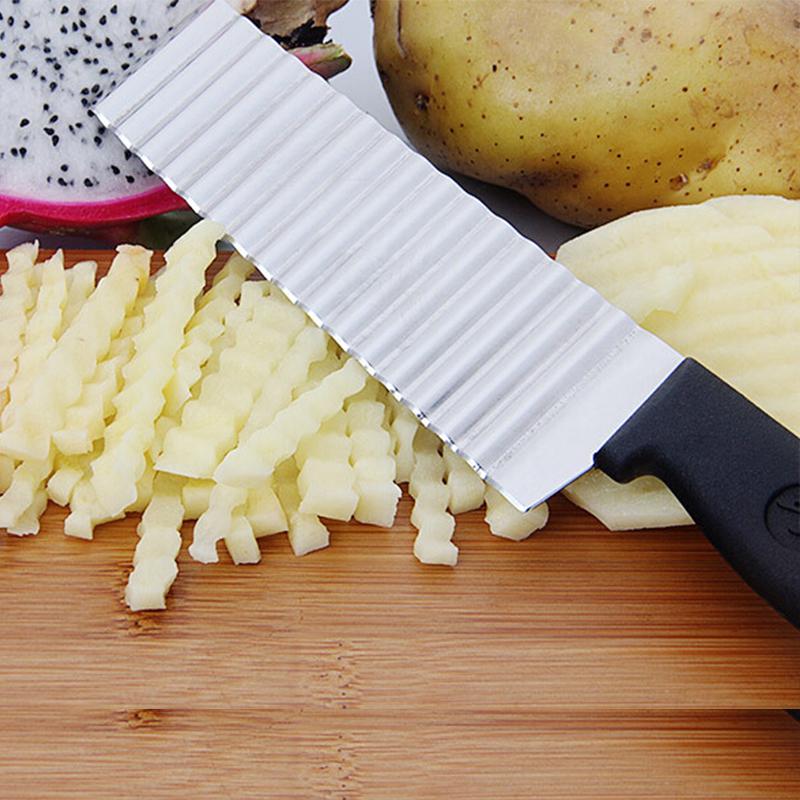 Edelstahl Kartoffel Chip Slicer Teig Gemüse Obst Crinkle Wellenförmige Slicer Messer Kartoffel Cutter Chopper Französisch Fry Maker Werkzeuge