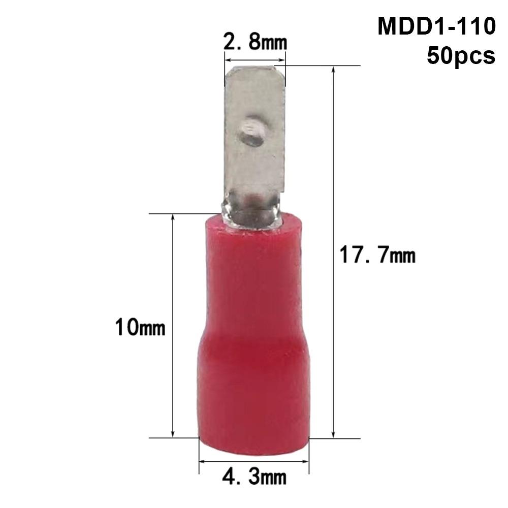 50Pcs 2.8/4.8/6.3mm Wire Connectors FDD/MDD1.25/2/5.5 Female/Male Electrical Crimp Terminal Insulated Spade Quick Disconnects