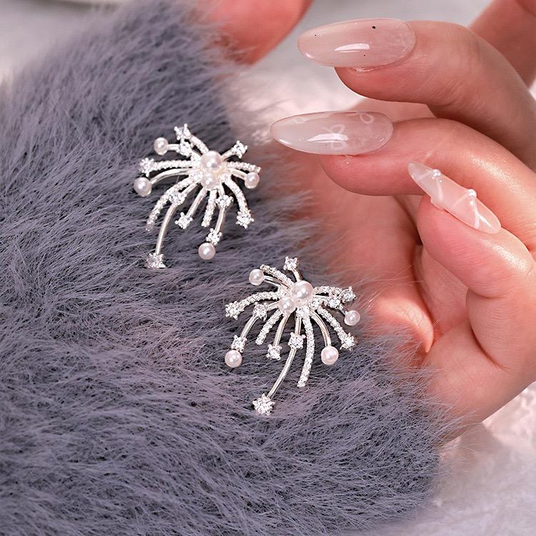 Orecchini Vintage in Argento Sterling 925 da Donna alla Moda Semplici Forma Fuochi d'Artificio Gioielli per Orecchie Anti-Allergia Accessori per Feste