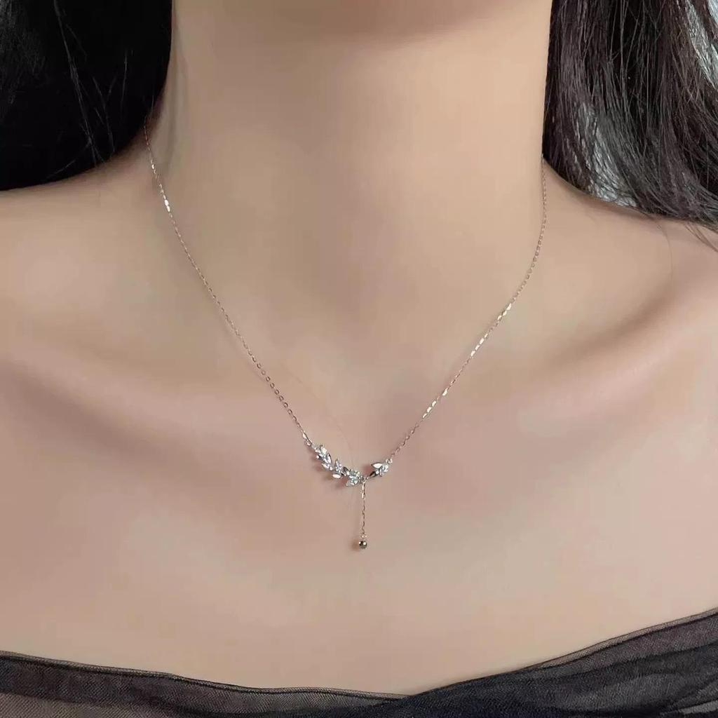 Zhongying Wheat Ear Necklace, Women's Luxurious Tassel Clavicle Chain, Versatile Celebrity Style for a Sophisticated Look.