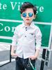 Camicia a maniche lunghe a blocchi di colore a pois 100% cotone per bambini delle scuole elementari