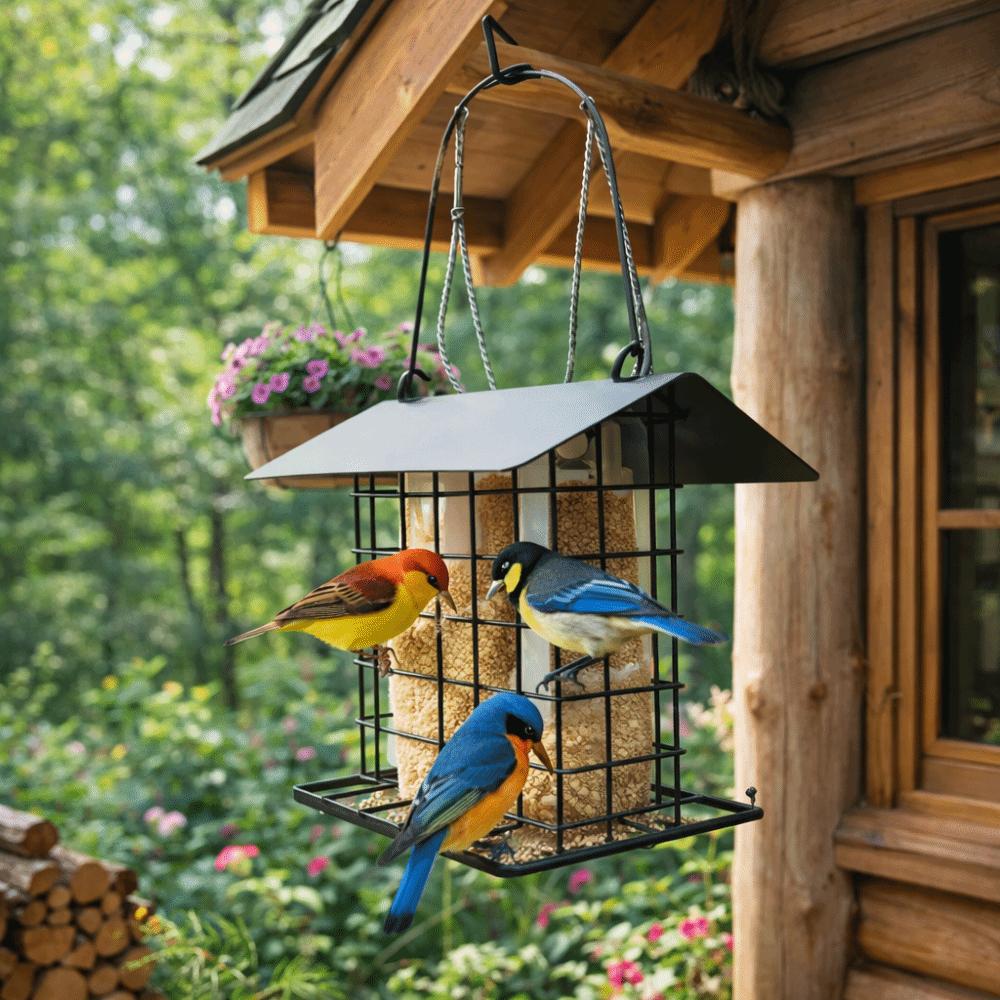 Large Capacity Hanging Birds Feeder Rust Resistant Suet Holder Bird Feeding Station Outdoor Use