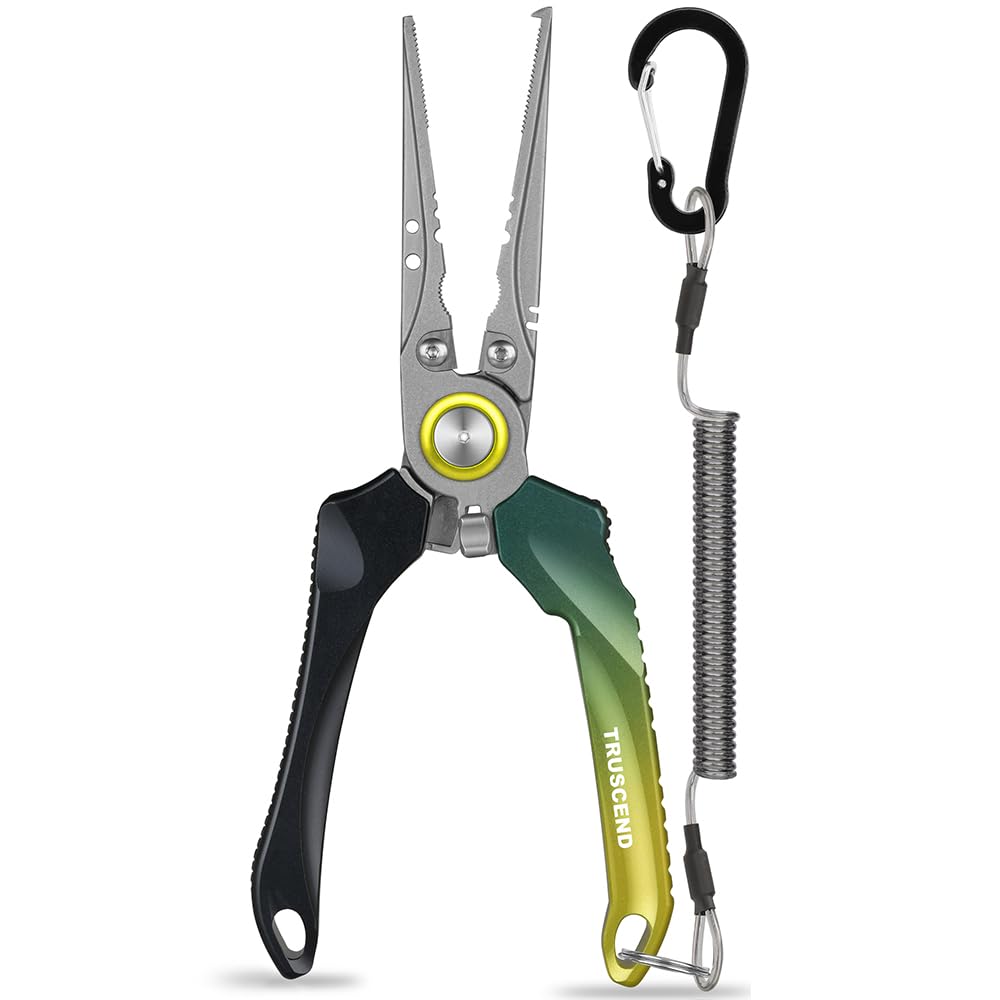 TRUSCEND Aluminum with Fishing Pliers with Safety PTFE Saltwater Hook Needle Line Stainless High (Truscend) [Aviation Lock] Rope, Coated,