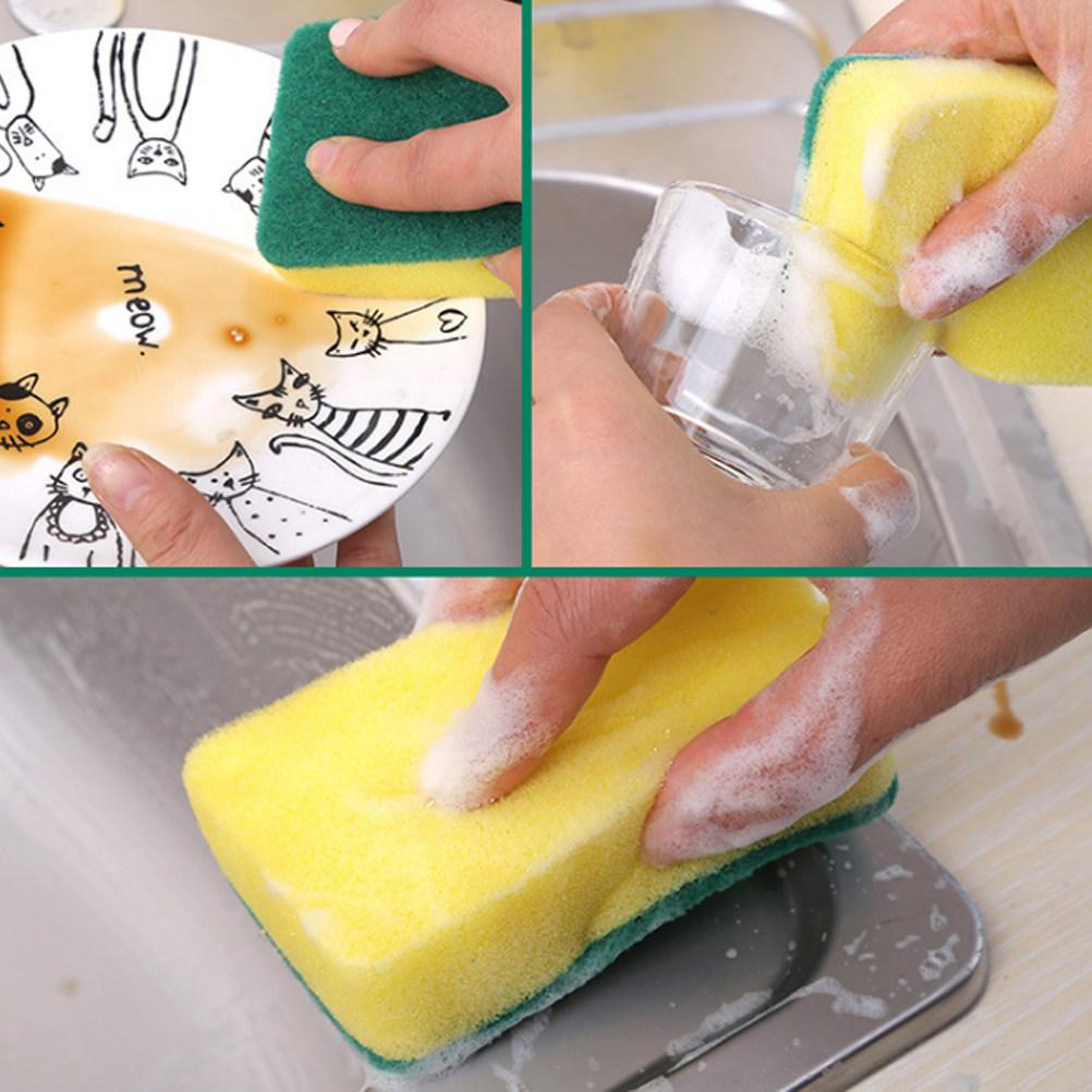 12Pcs Premium High-Density Double-Sided Scouring Sponge Pads for Kitchen Bathroom Cleaning Fast Bubbling Absorbent Dishwashing 12pcs