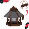 Kotarbau® Suspended Bird Feeder With Dispenser For The Balcony For The Garden Hexagonal Wood 310 X 285 Mm + Feed 0.5 Kg