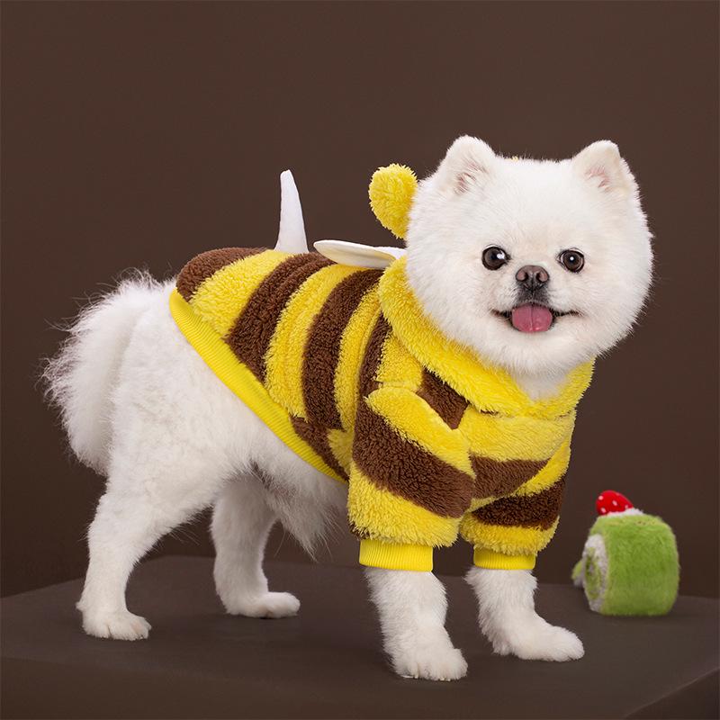 Plush Bee Transformation Suit for Pets - Autumn/Winter Dog & Cat Clothes
