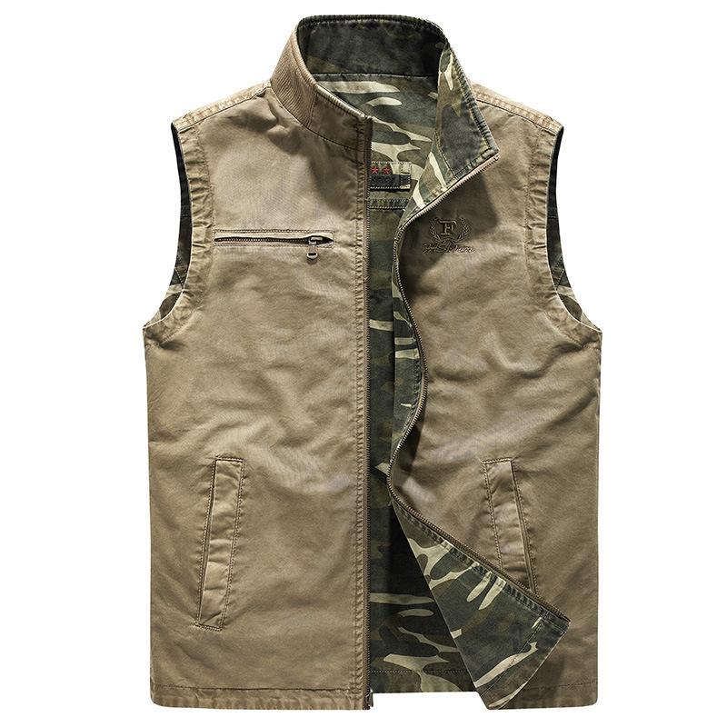 Spring and Autumn New Men's Outdoor Casual Reversible Vest Workwear Loose Camouflage Reversible Vest